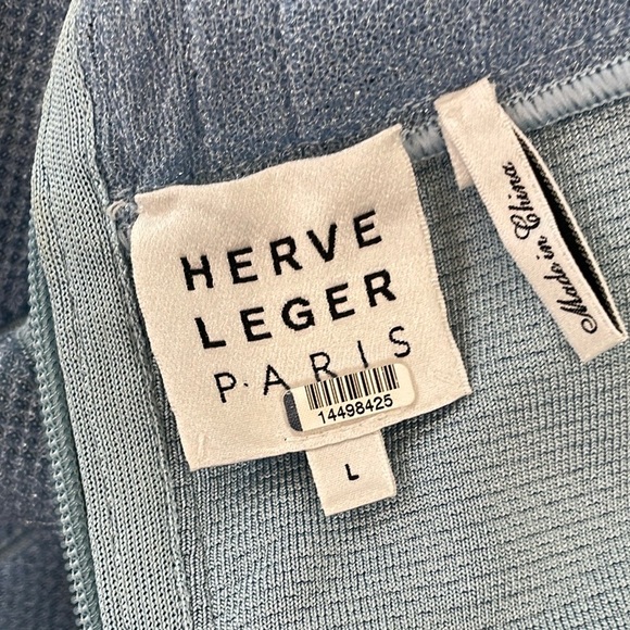 Herve Leger Sheer Bustier Gown L - Picture 4 of 13